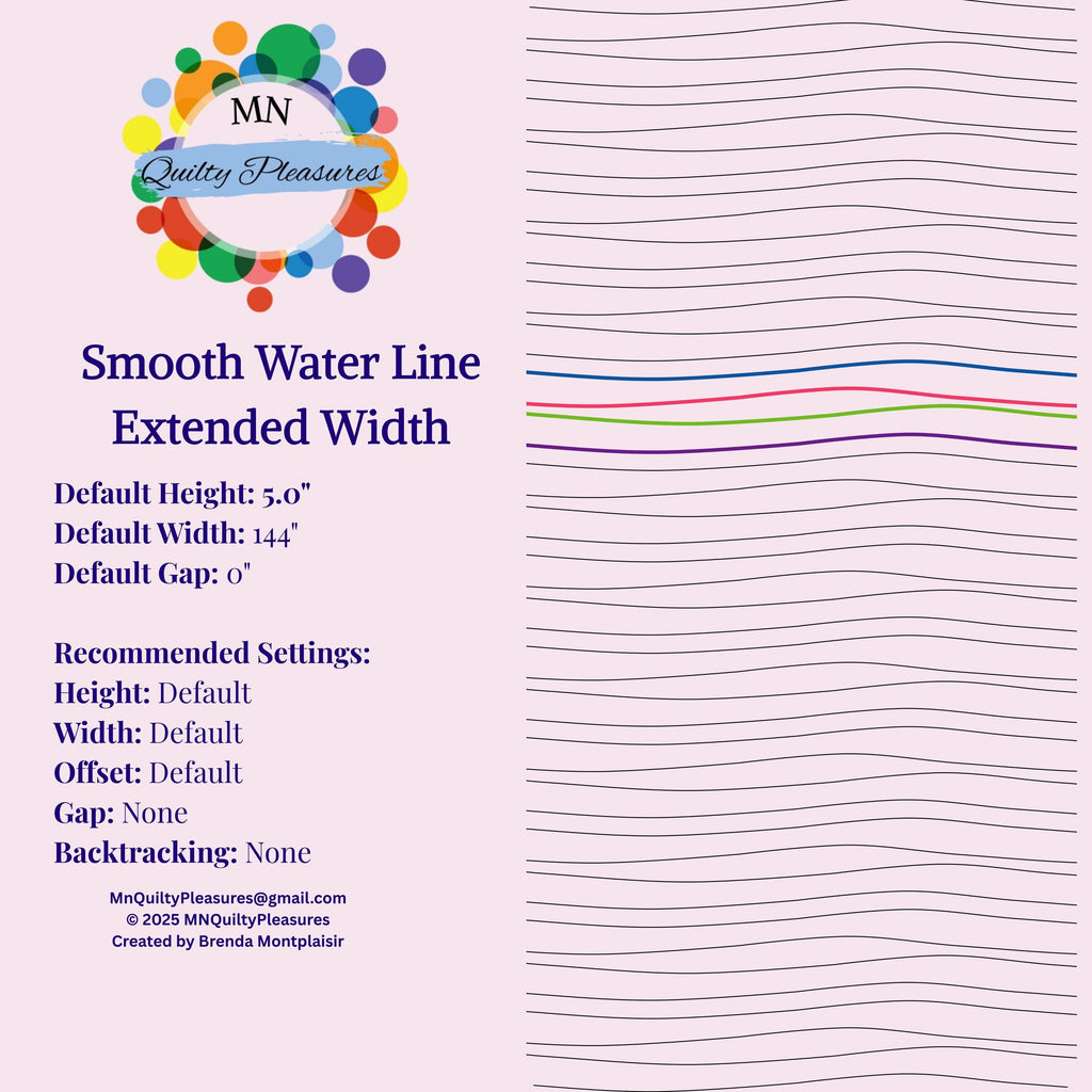 Computerized Quilting Pattern Digital Longarm Wave Design Professional Grade Pantograph Template Extended Width Edge To Edge Format Instant Download Machine Compatible Flowing Lines Modern Style Parallel Texture Large Scale Projects