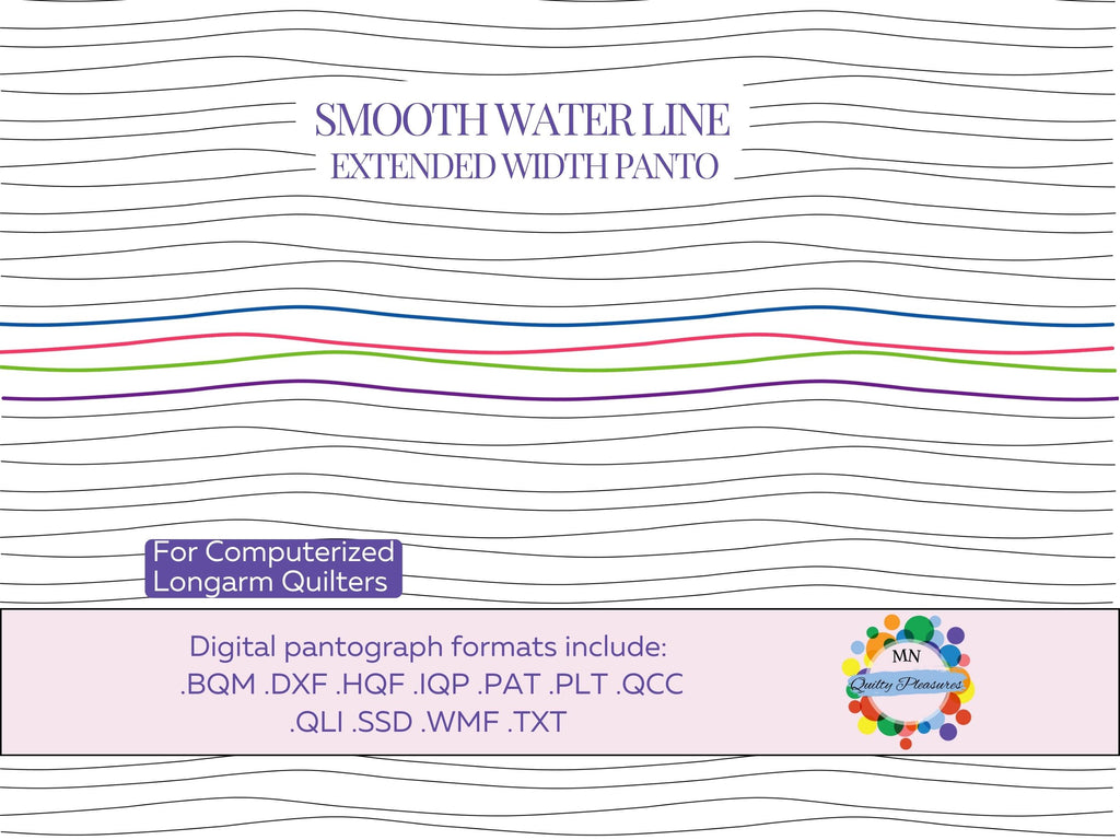 Digital Longarm Quilting Pattern Wave Design Professional Grade Edge To Edge Pantograph Extended Width Template Instant Download Computerized Machine Compatible Flowing Lines Parallel Texture Modern Style Quilting File Ready To Use Large