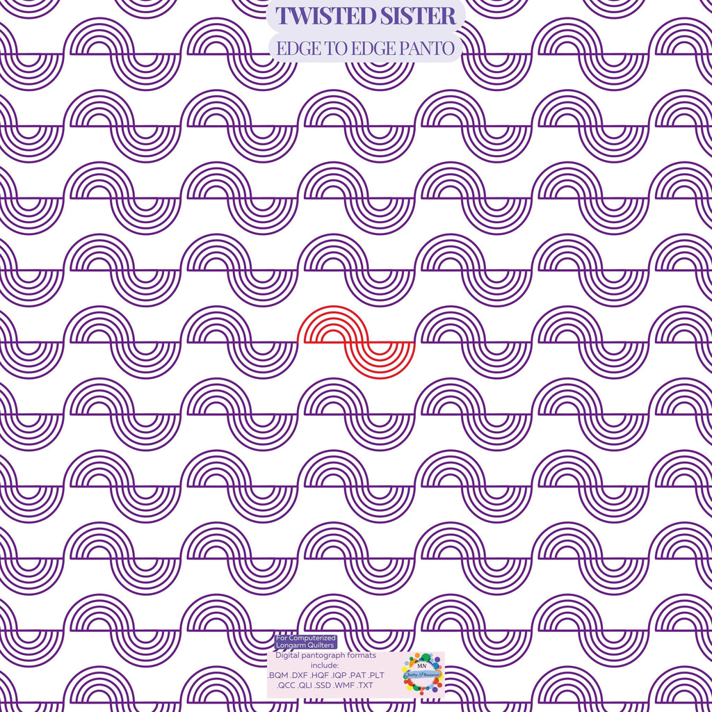 Pantograph Quilting Design Digital Download Wave Pattern Longarm Machine File Geometric Circle Template Edge To Edge Coverage Multiple Format Options Professional Computerized Quilting Modern Contemporary Style Instant Access Extended Width