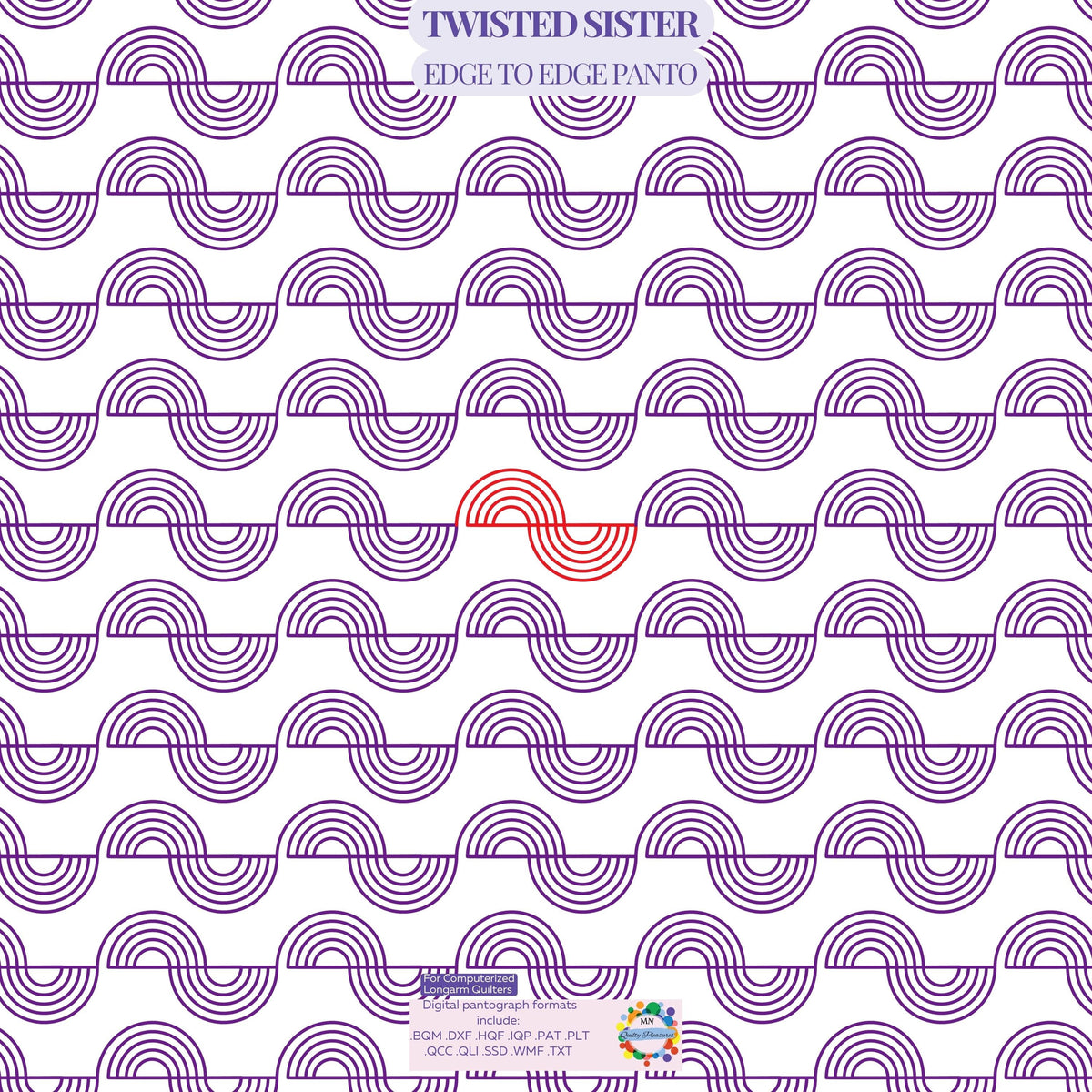Pantograph Quilting Design Digital Download Wave Pattern Longarm Machine File Geometric Circle Template Edge To Edge Coverage Multiple Format Options Professional Computerized Quilting Modern Contemporary Style Instant Access Extended Width