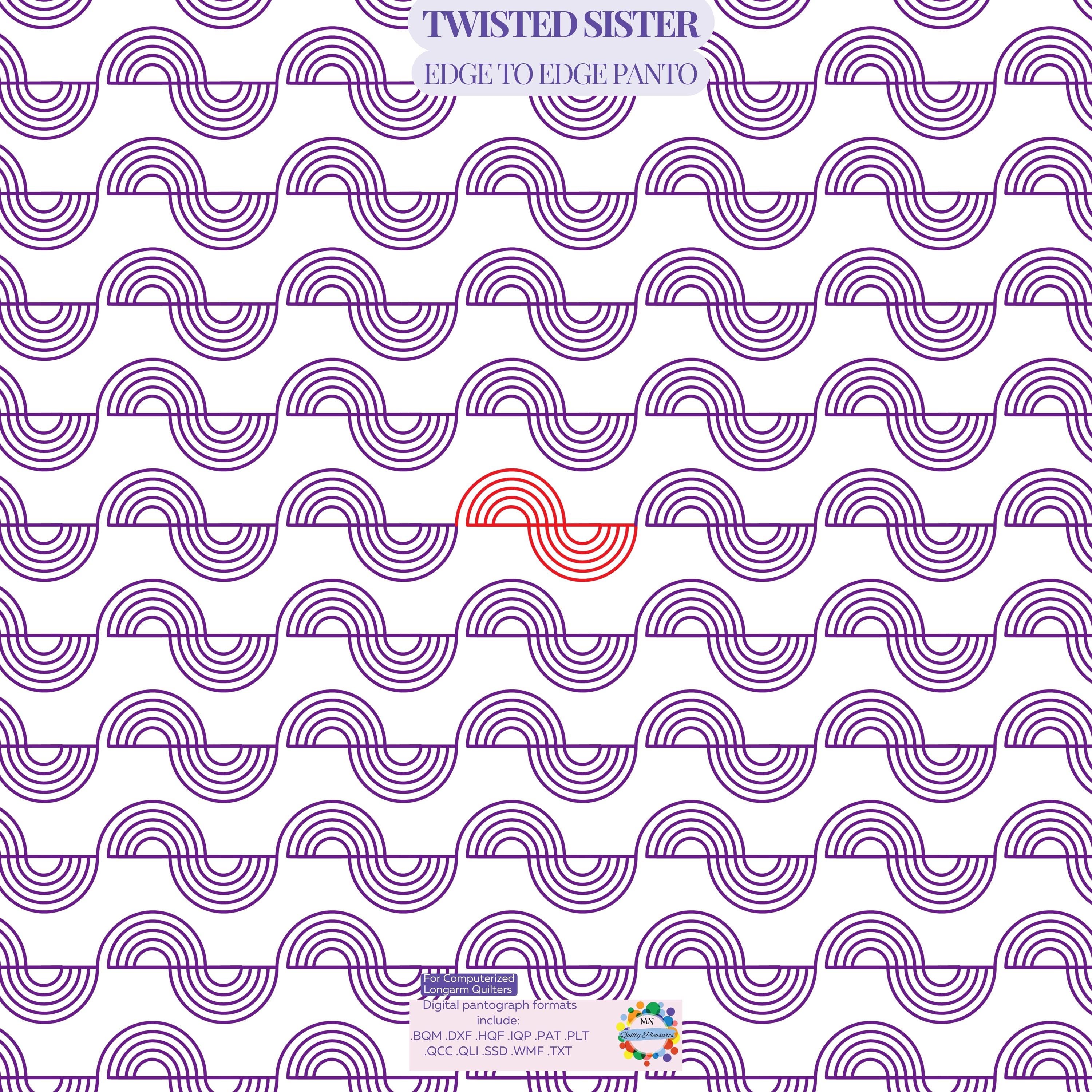 Pantograph Quilting Design Digital Download Wave Pattern Longarm Machine File Geometric Circle Template Edge To Edge Coverage Multiple Format Options Professional Computerized Quilting Modern Contemporary Style Instant Access Extended Width