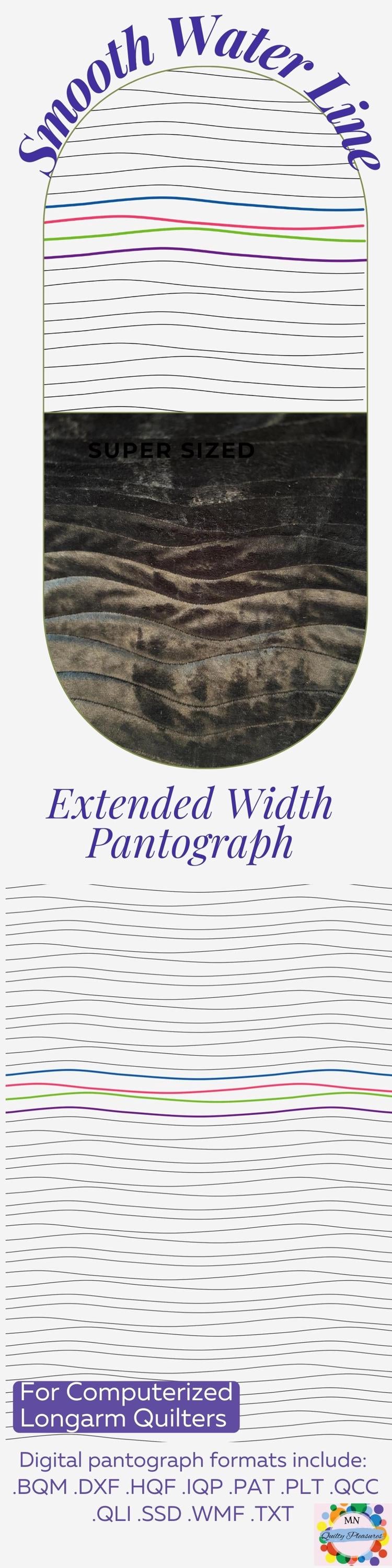 Computerized Quilting Smooth Wave Design Pattern Digital Download File Format Guide Modern Edge to Edge Pantograph Extended Width Curve