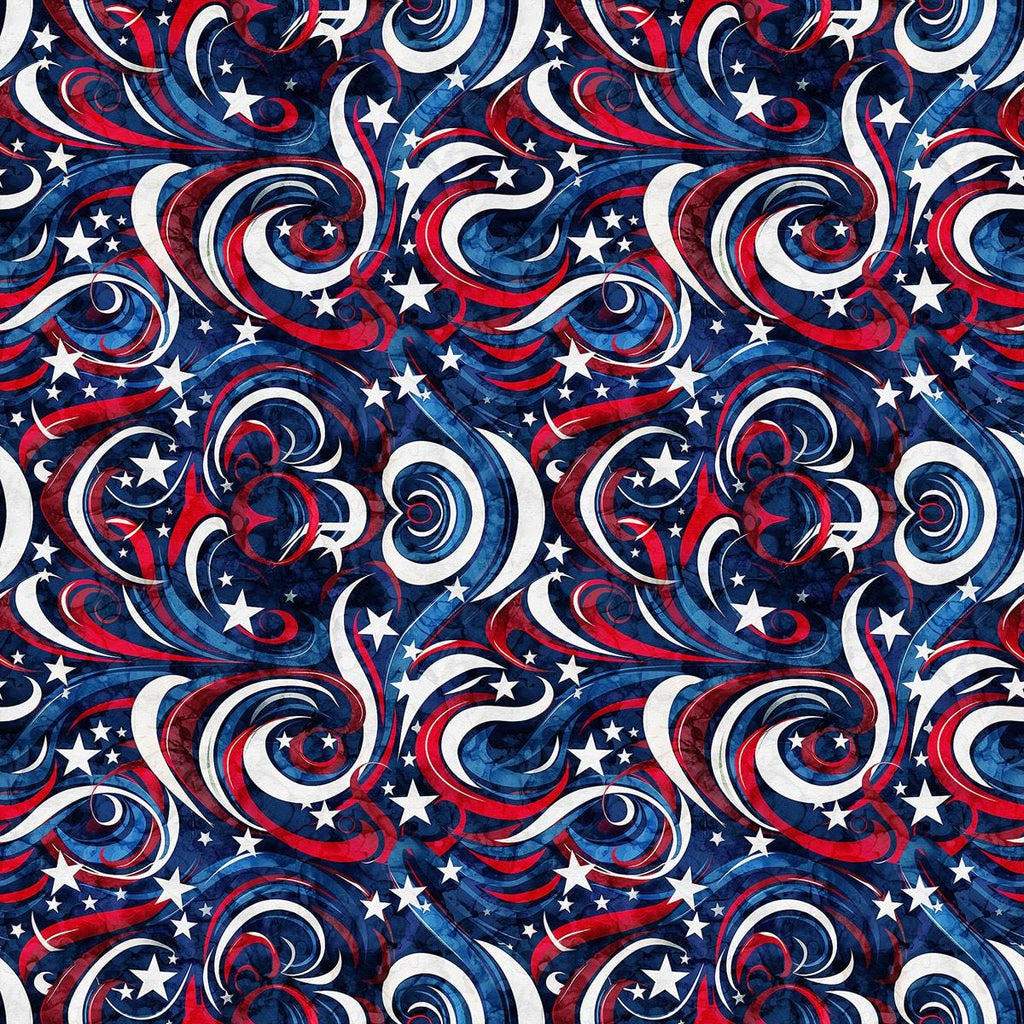 Patriotic Quilting Fabric Cotton Material Red White Blue Star Pattern Cloth Americana Print Fourth July Sewing Project Memorial Day Craft Supplies Half Yard Increments Seamless Repeating Design Digitally Printed Combed Cotton Quality