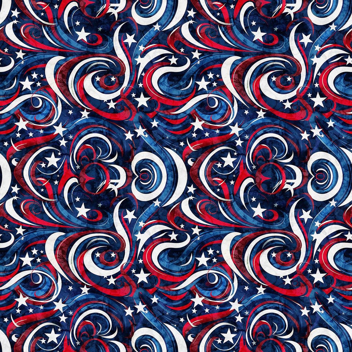 Patriotic Quilting Fabric Cotton Material Red White Blue Star Pattern Cloth Americana Print Fourth July Sewing Project Memorial Day Craft Supplies Half Yard Increments Seamless Repeating Design Digitally Printed Combed Cotton Quality