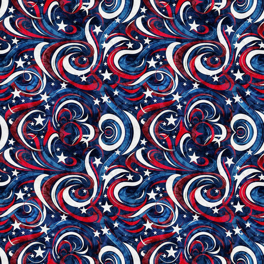 Patriotic Quilting Fabric Cotton Material Red White Blue Star Pattern Cloth Americana Print Fourth July Sewing Project Memorial Day Craft Supplies Half Yard Increments Seamless Repeating Design Digitally Printed Combed Cotton Quality
