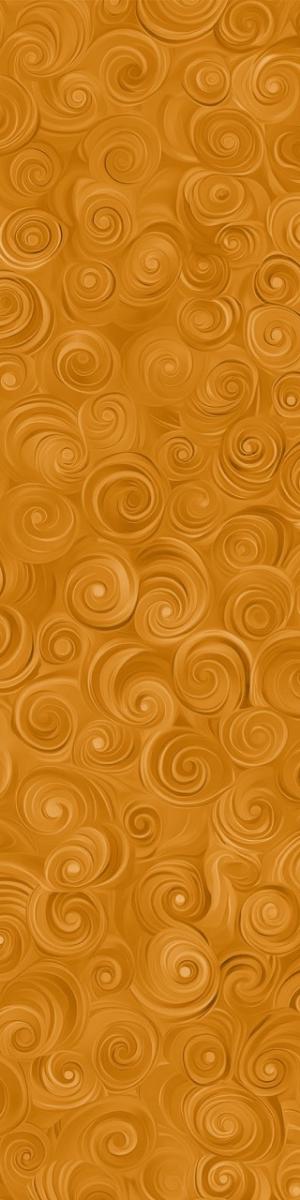 Gold Swirl Spiral Design Cotton Fabric Curl Wind Pattern Marshall Dry Goods Half Yard Quilting Material Autumn Orange Caramel Amber Tones Warm Colors Sewing Project Supply Premium Combed Cotton Digitally Printed Fabric Modern Quilting