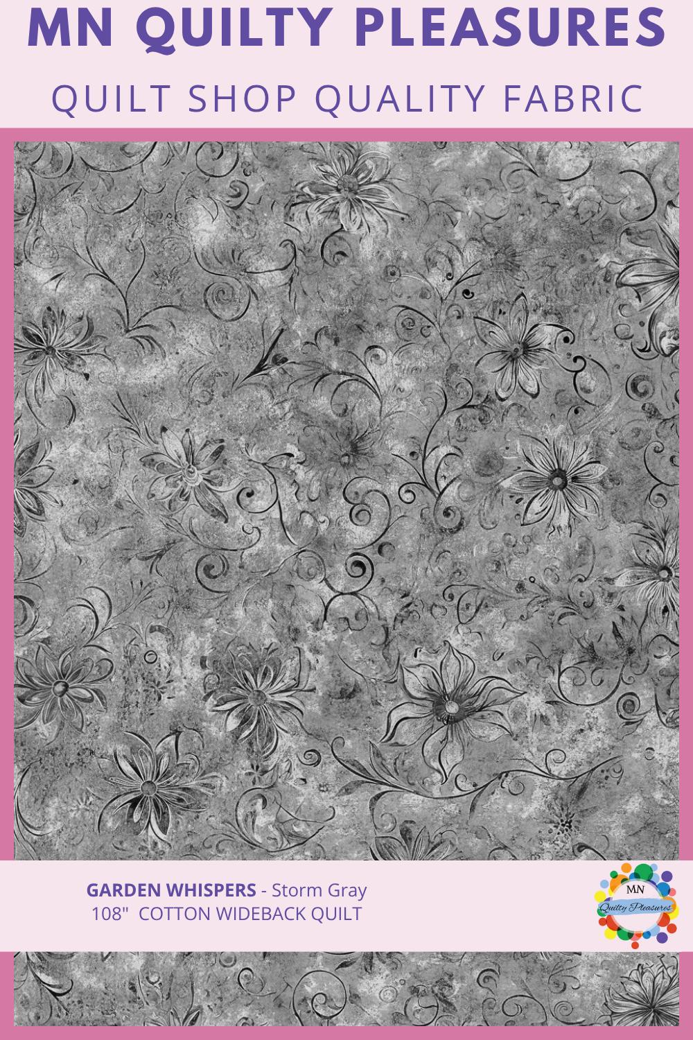 Quilt Backing Fabric 108 Inch Wideback Cotton Garden Whispers Floral Tone on Tone Damask Print Quilting Yardage Wide Backing Sewing Project