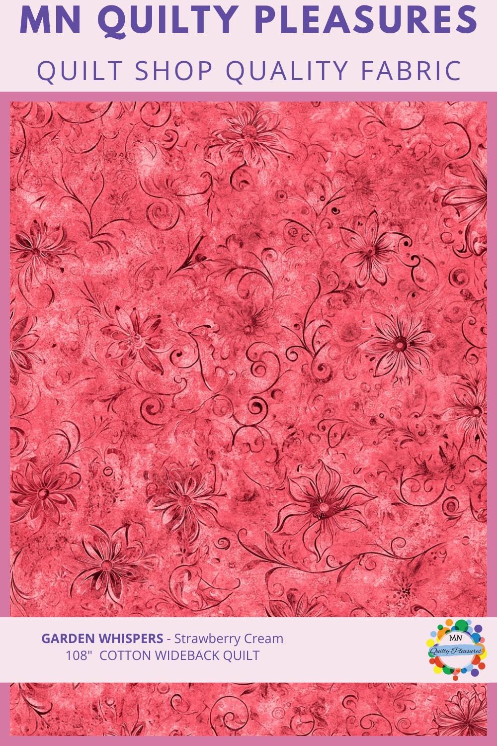 Quilt Backing Fabric 108 Inch Wideback Cotton Garden Whispers Floral Tone on Tone Damask Print Quilting Yardage Wide Backing Sewing Project