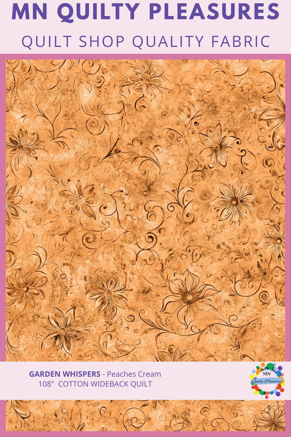 Quilt Backing Fabric 108 Inch Wideback Cotton Garden Whispers Floral Tone on Tone Damask Print Quilting Yardage Wide Backing Sewing Project