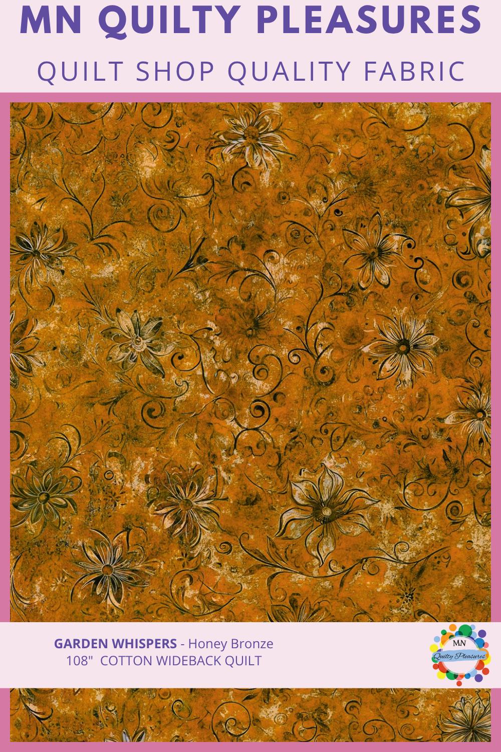 Quilt Backing Fabric 108 Inch Wideback Cotton Garden Whispers Floral Tone on Tone Damask Print Quilting Yardage Wide Backing Sewing Project