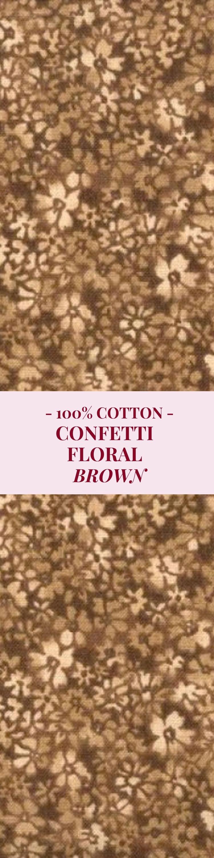 Brown Confetti Floral Cotton Fabric by the HALF Yard Quilting Fabric for Sewing Projects Fall Floral Print Fabric Autumn Floral Brown CF