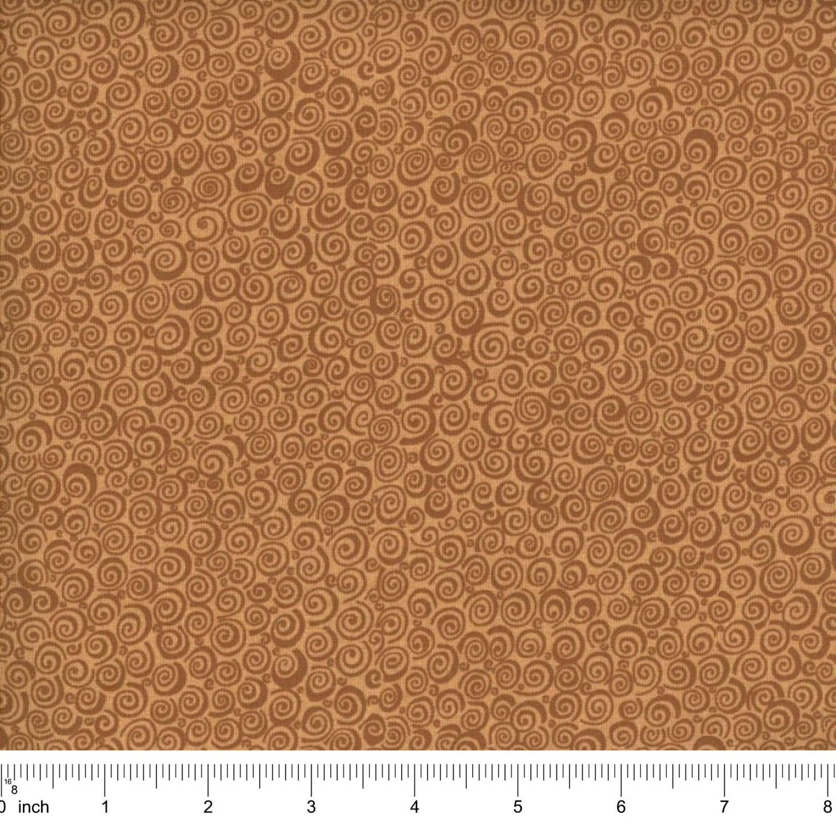Curly Q Chocolate Fabric by the Half Yard Tone on Tone Cotton Quilting Fabric