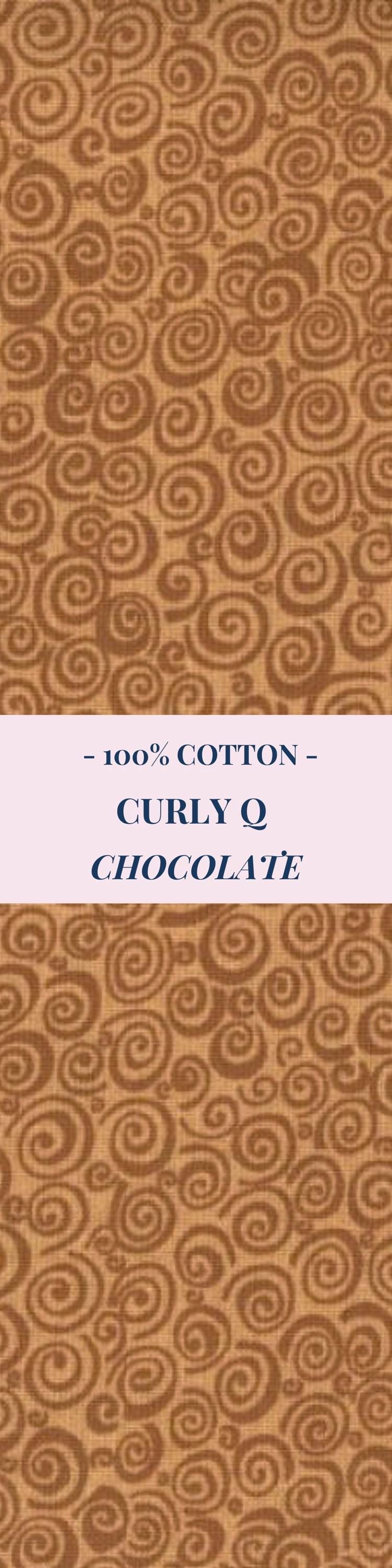 Curly Q Chocolate Fabric by the Half Yard Tone on Tone Cotton Quilting Fabric