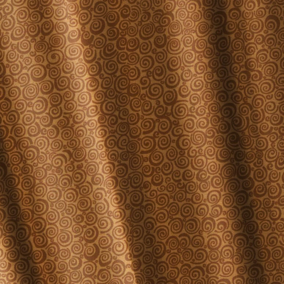 Curly Q Chocolate Fabric by the Half Yard Tone on Tone Cotton Quilting Fabric